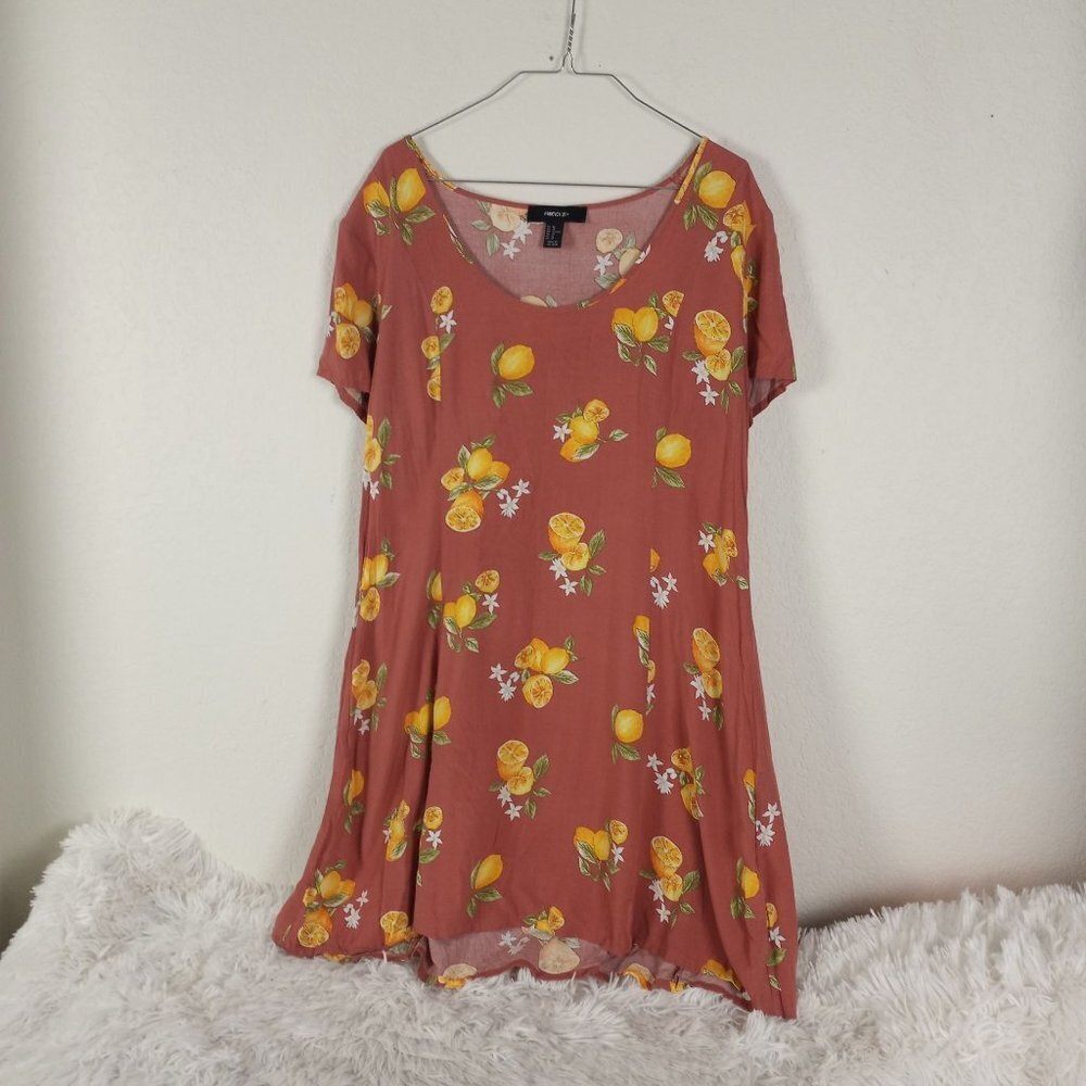 Forever 21 1X Summer Lemon Print Midi Dress